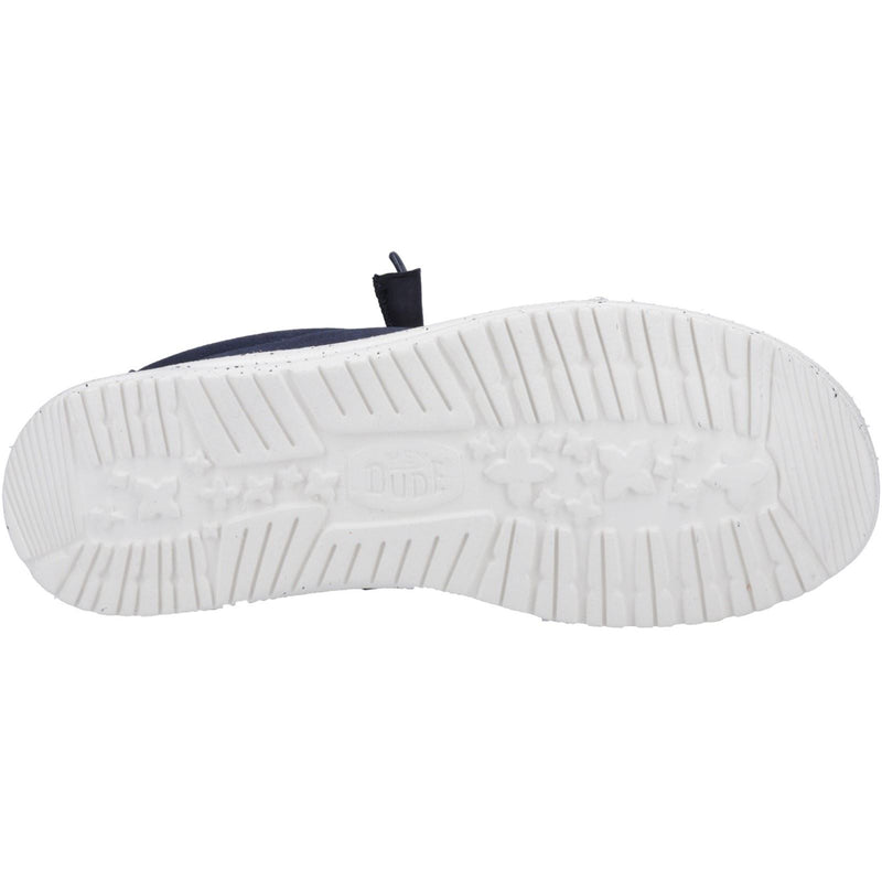 HEYDUDE Wally Canvas 100% Cotton Men's Navy Boat Shoes