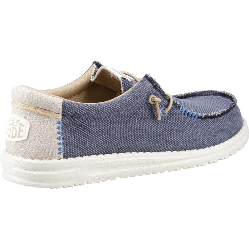 HEYDUDE Wally Coastline Canvas Men's Navy Boat Shoes