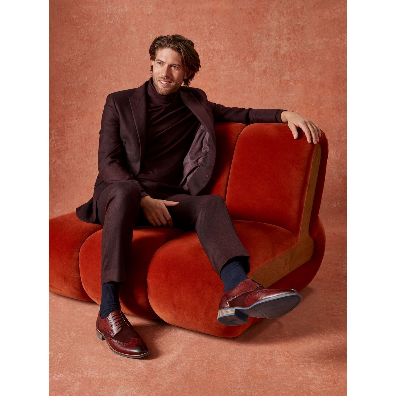 Hush Puppies Dustin Leather/Suede Men's Burgundy Brogues Shoes