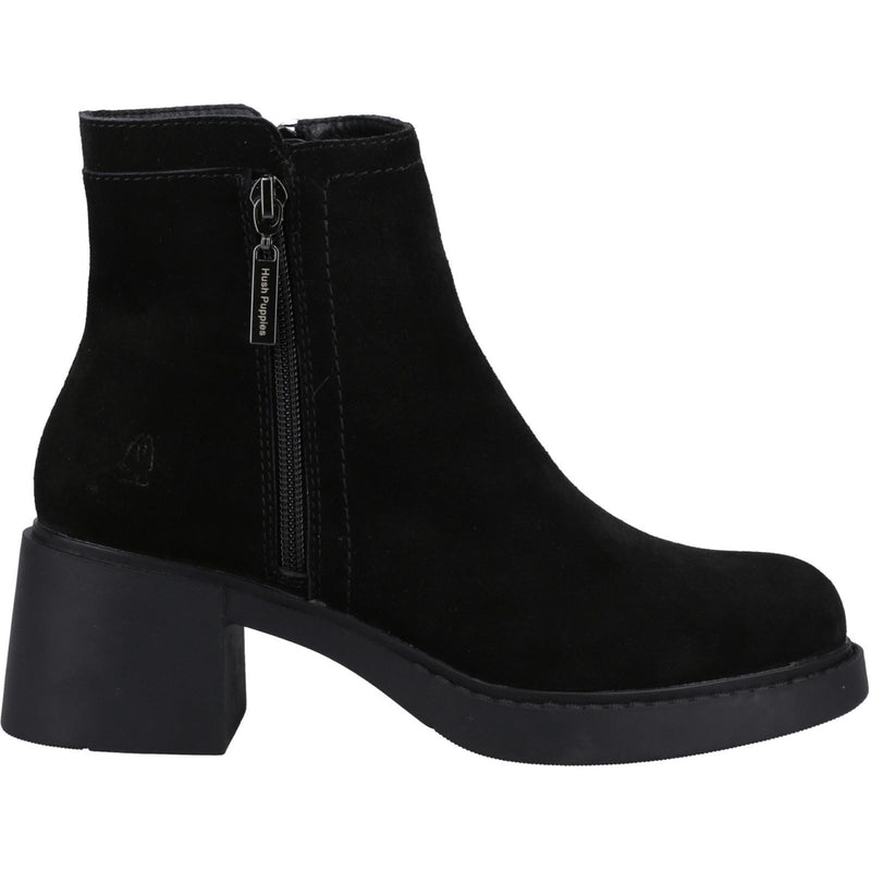 Hush Puppies Adele Suede Women's Black Heeled Ankle Boots
