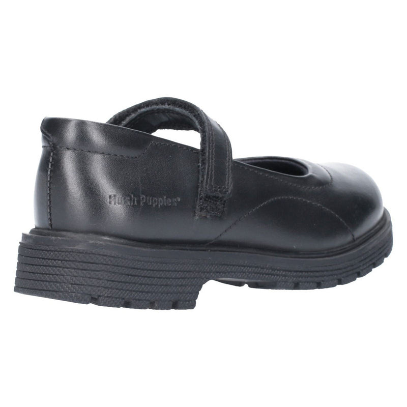 Hush Puppies Tally Junior Girls Black Leather Shoes