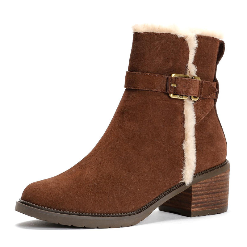 TOMS Hailey Buckle Suede Women's Dark Brown Boots