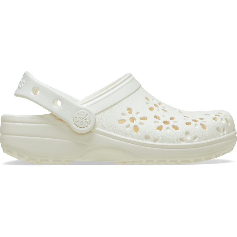 Crocs Classic Floral Cut Out Synthetic Chalk Clogs
