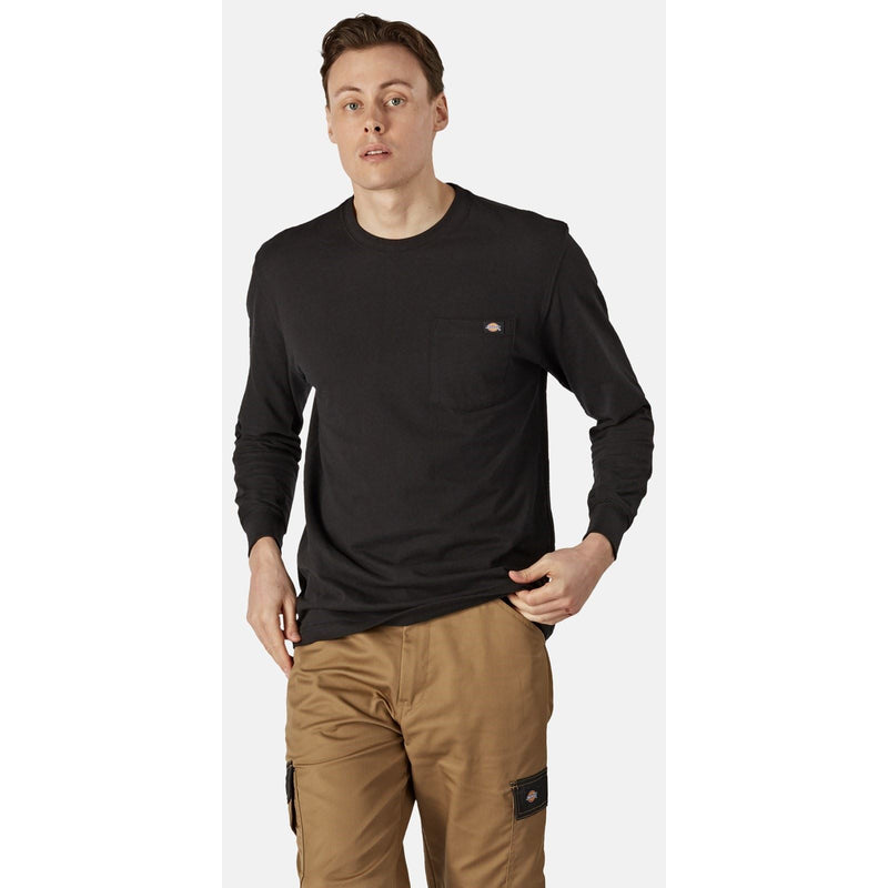 Dickies Pocket Long Sleeve Cotton Men's Black T-Shirt