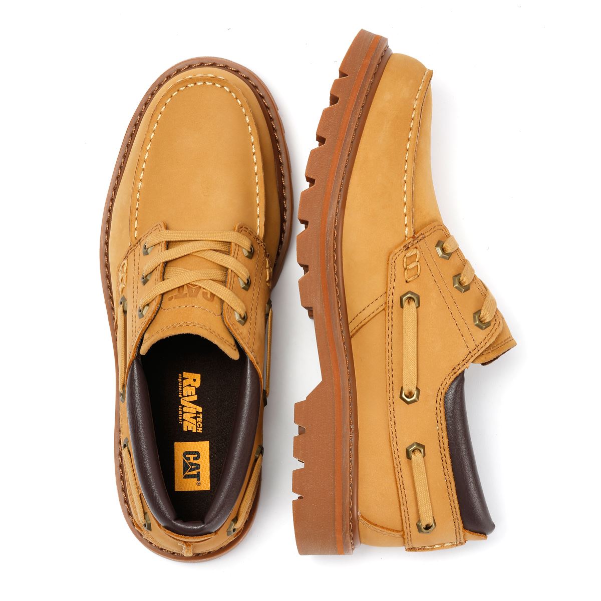 Caterpillar Colorado Boat Lo Leather Men's Honey Buckskin Lace-Up Shoes
