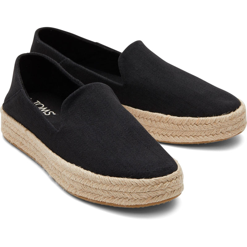 TOMS Carolina 100% Cotton Women's Black Espadrilles