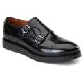 Base London Knight Leather Men's Black Double Monk Shoes