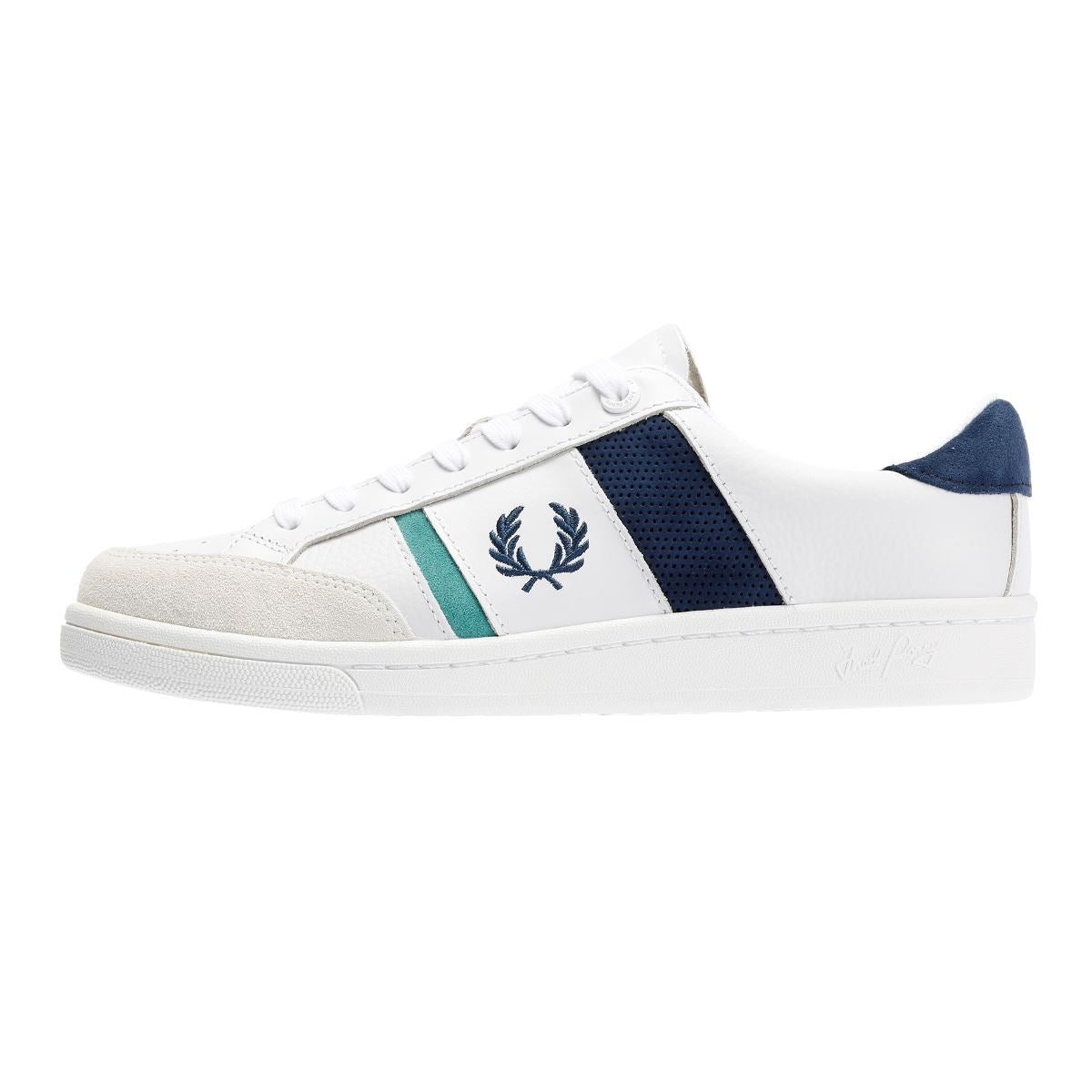 Fred Perry B725 Leather Suede Men's White/Navy/Mint Sneakers