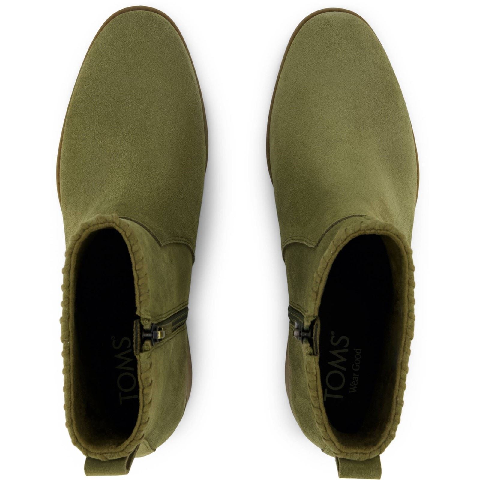 TOMS Delilah Heeled Suede Women's Khaki Heeled Ankle Boots
