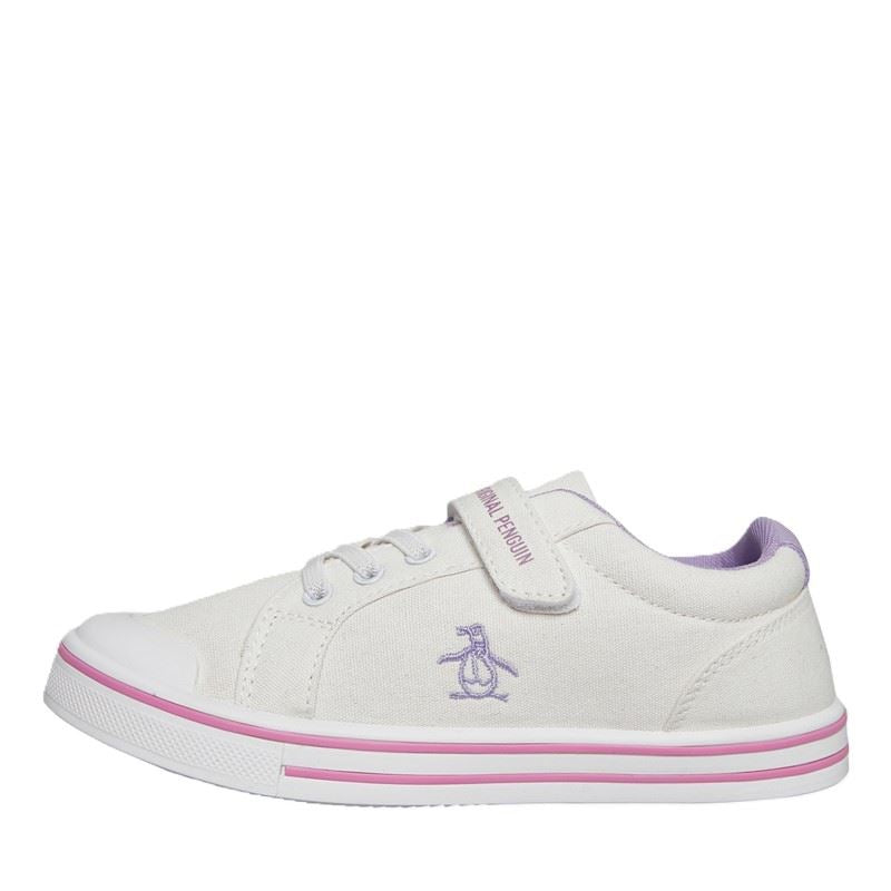 Penguin Junior Rainbow Canvas Girls's White/Lilac Sneakers