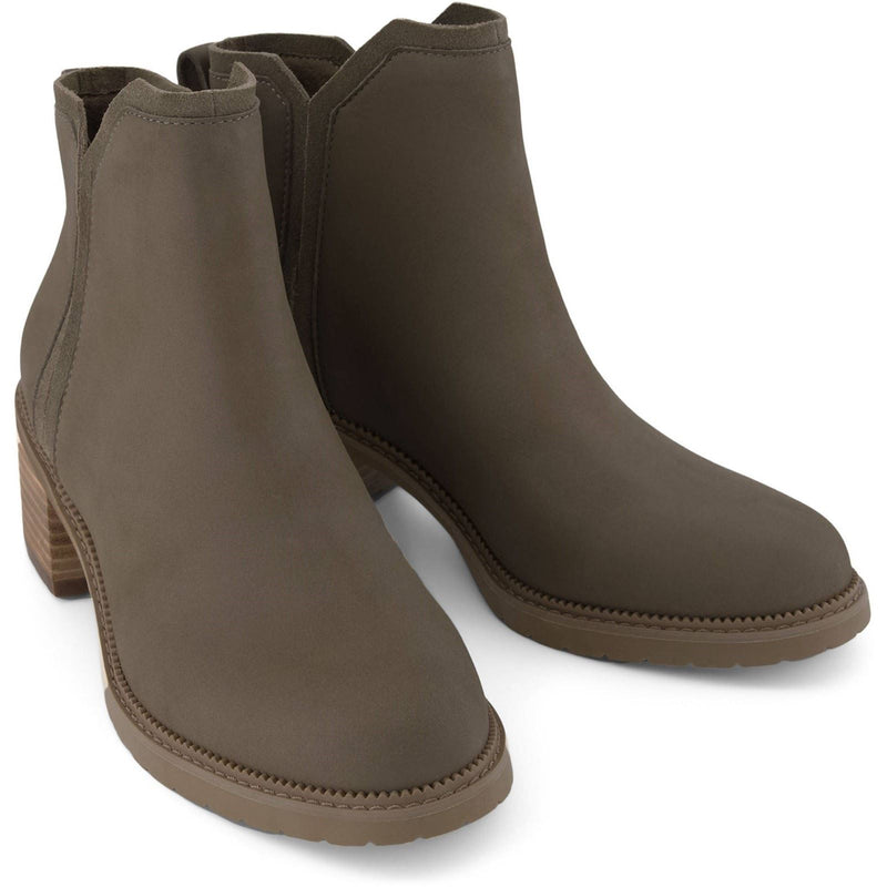 TOMS Hailey Leather Women's Canteen Heeled Ankle Boots