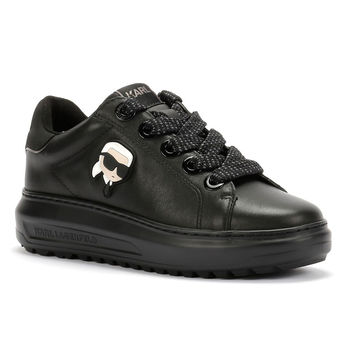 Karl Lagerfeld Kapri Lug Karl NFT Lo Lace Leather Women's Black Sneakers