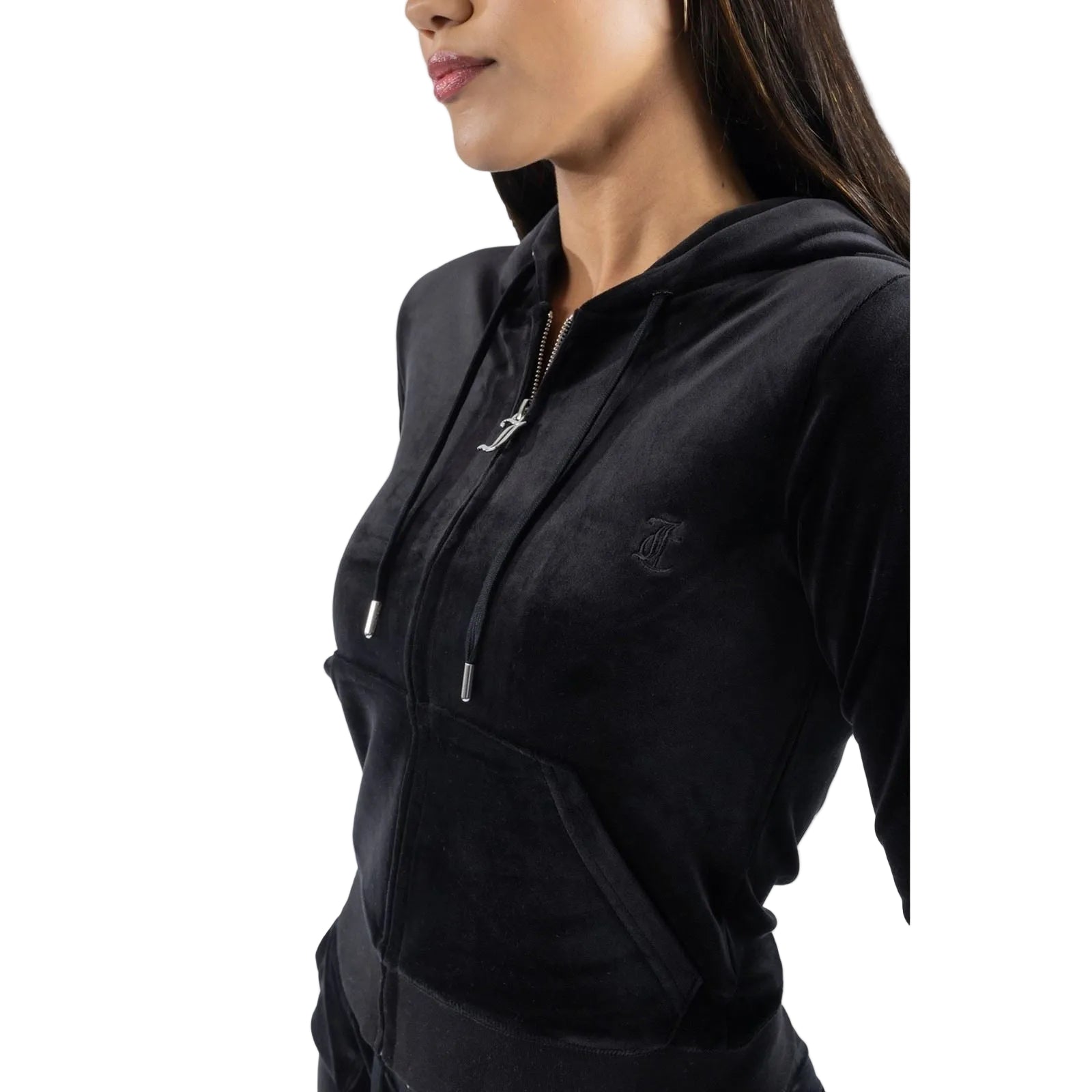 Juicy Couture Robertson Classic Jacket Polyester Women's Black Hooded Sweatshirt