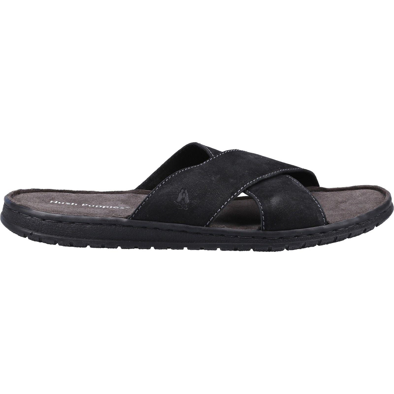 Hush Puppies Nile Cross Over Leather Men's Black Sandals