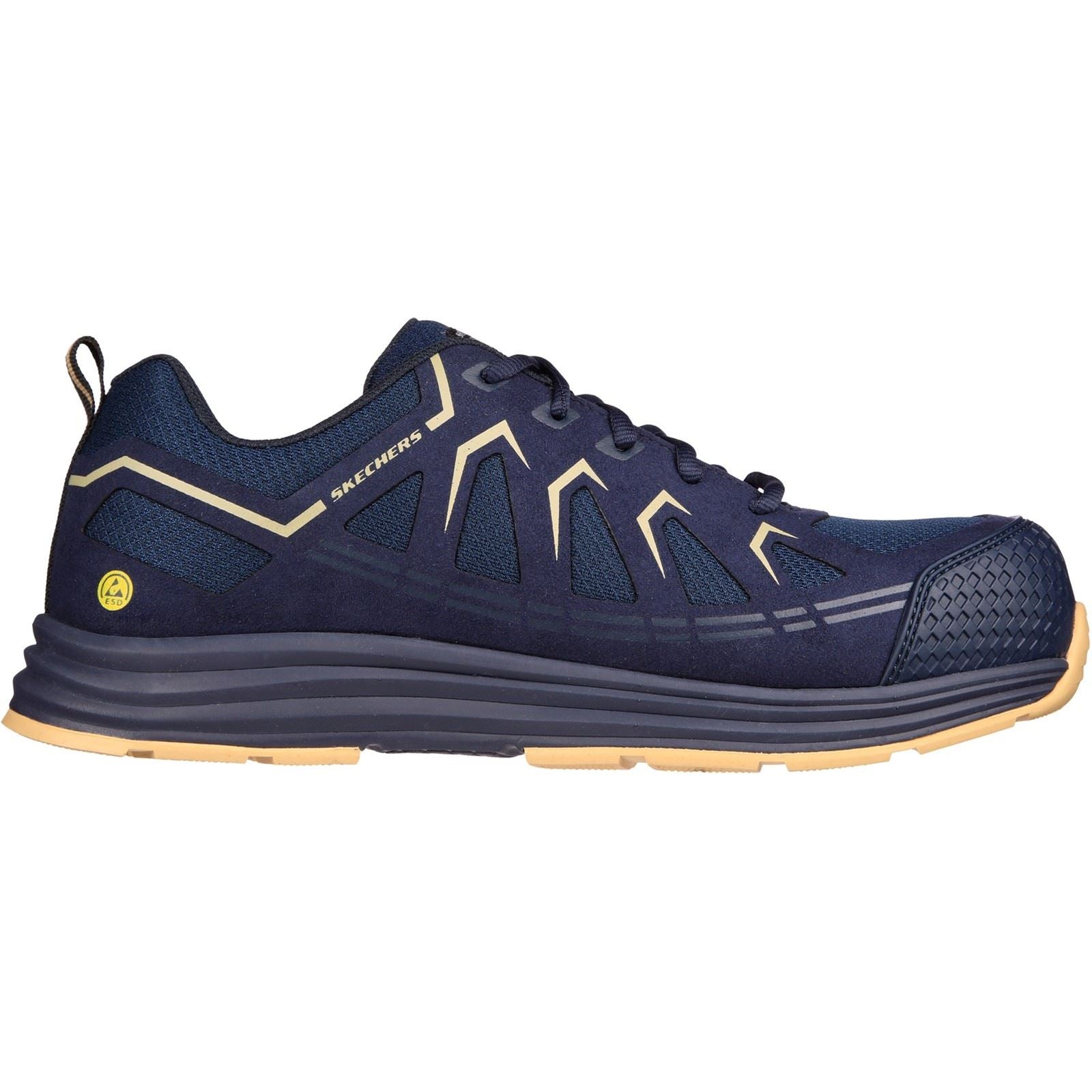 Skechers Workwear Malad II Textile Men's Navy/Tan Safety Sneakers