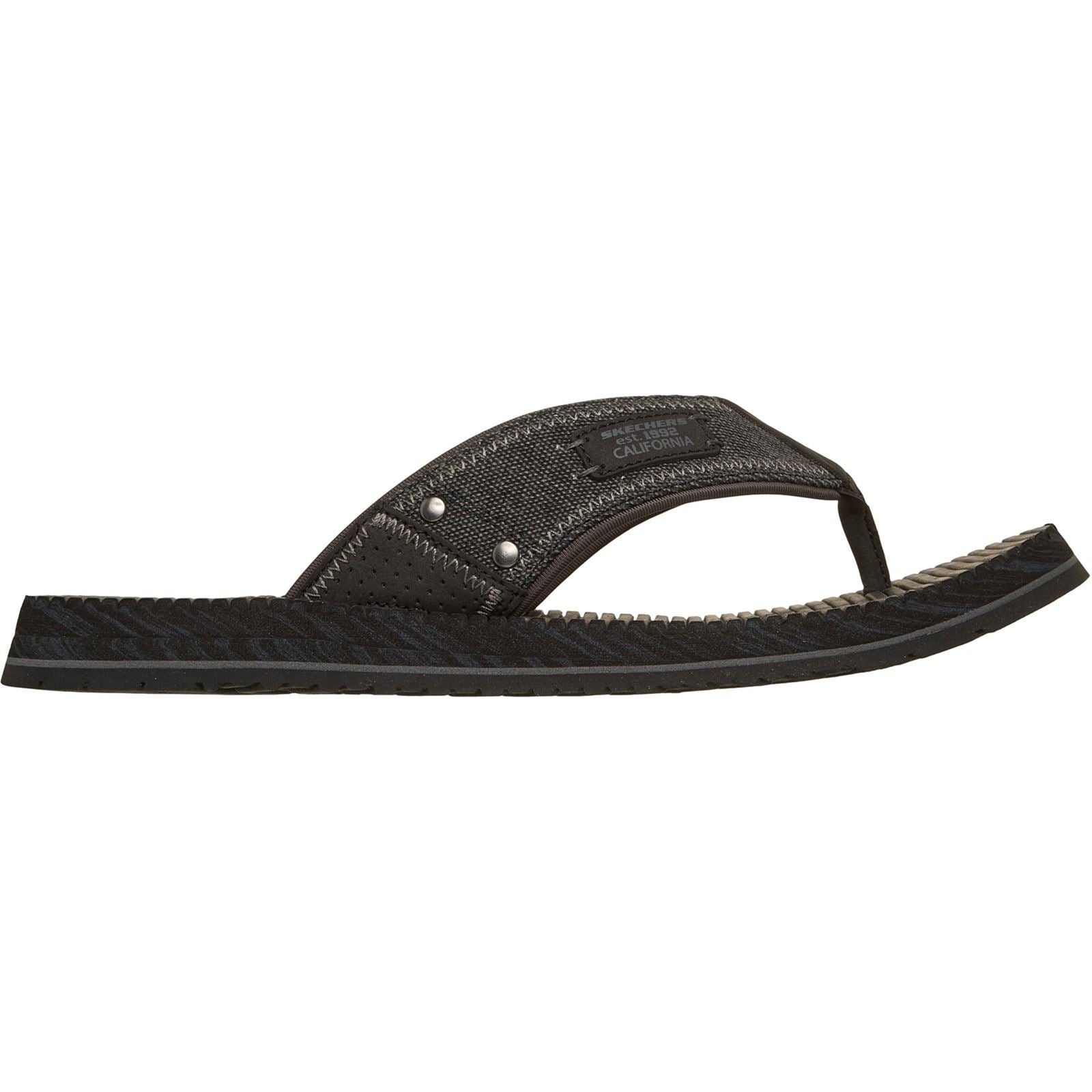 Skechers Quill Textile Men's Black Flip Flops