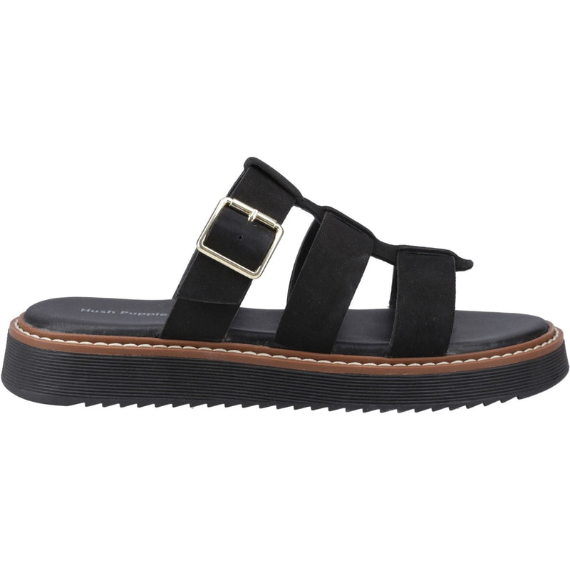 Hush Puppies Celeste Slide Leather Women's Black Sandals