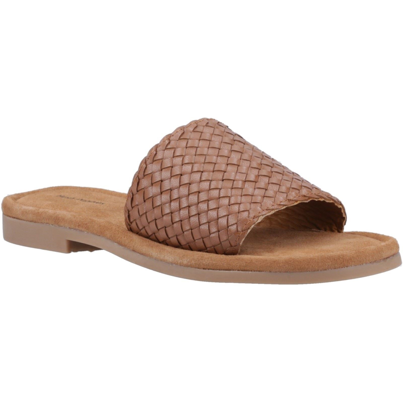 Hush Puppies Hetty Slide Leather Women's Tan Wide Sandals