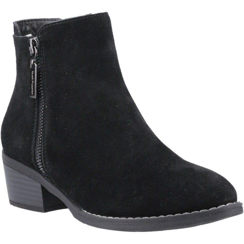 Hush Puppies Ingrid Suede Women's Black Heeled Ankle Boots