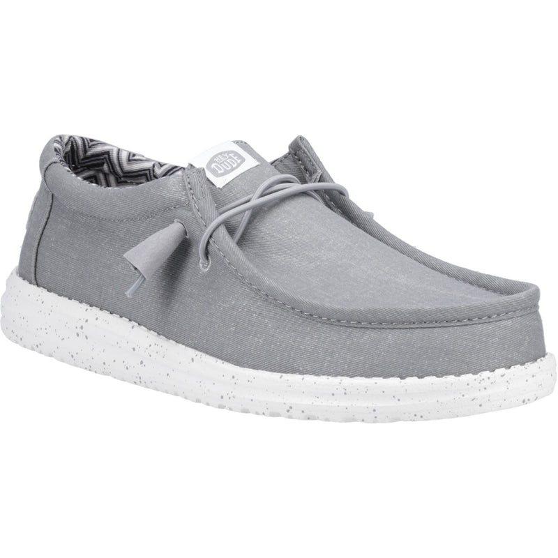 HEYDUDE Wally Canvas 100% Cotton Men's Light Grey Boat Shoes