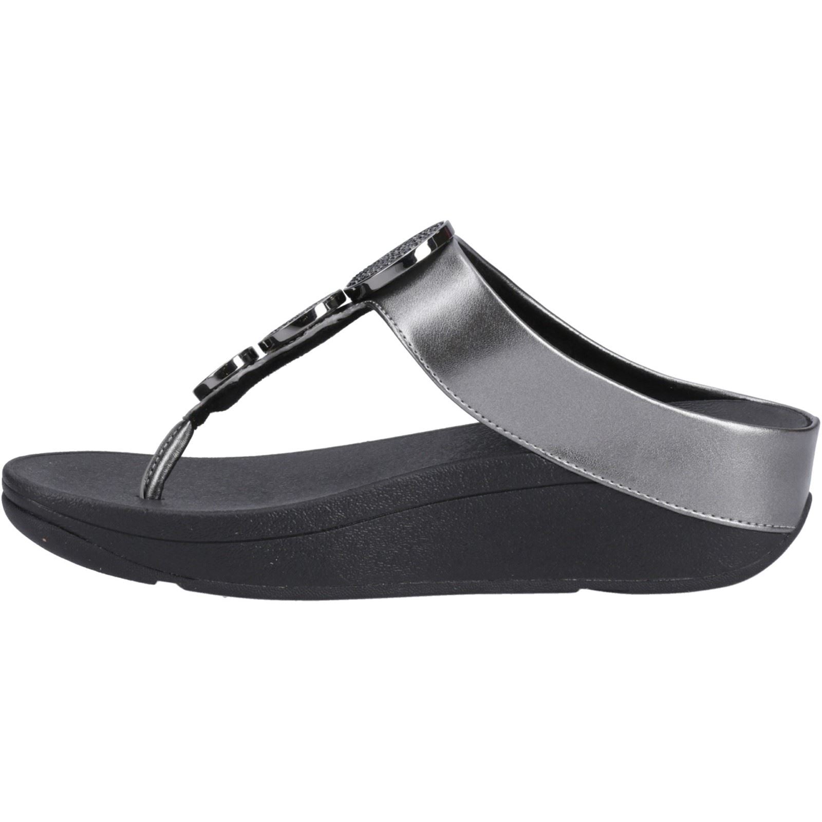 Fitflop Halo Polyurethane Women's Pewter Black Sandals