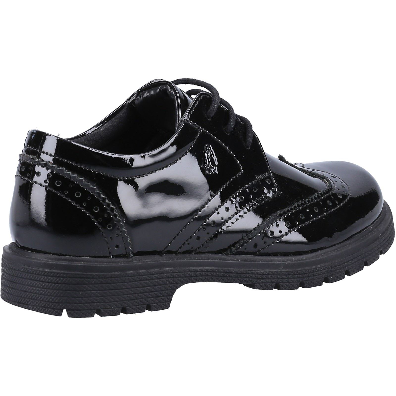 Hush Puppies Sally Junior Girls Black Patent Leather Brogues