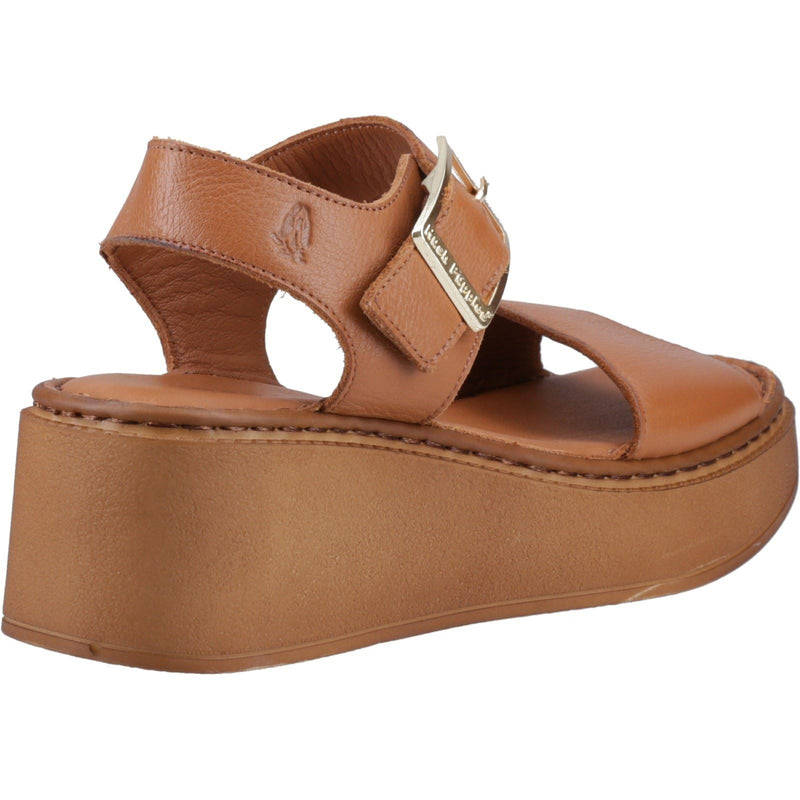 Hush Puppies Beatrix Wedge Leather Women's Tan Sandals