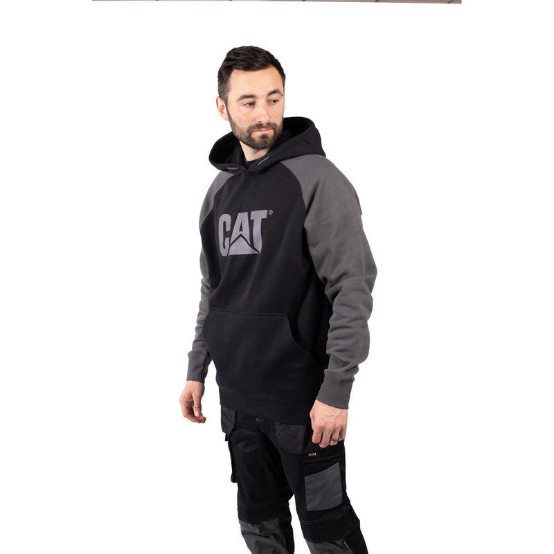 Caterpillar Raglan Cotton Men's Black Hooded Sweatshirt