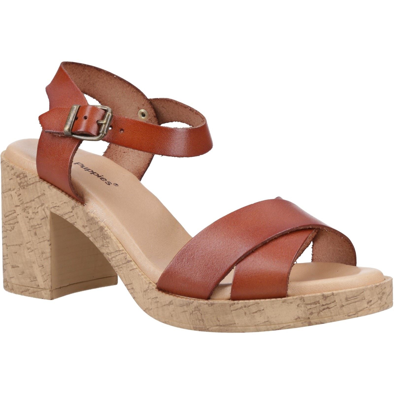 Hush Puppies Georgia Cork Leather Women's Tan Heels