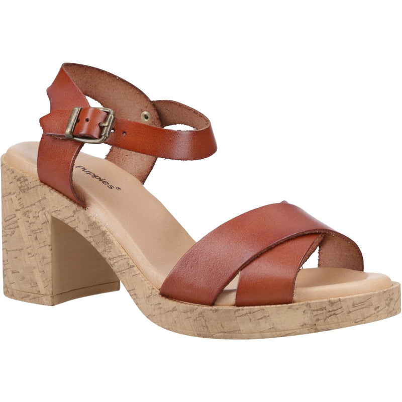 Hush Puppies Georgia Cork Leather Women's Tan Sandals