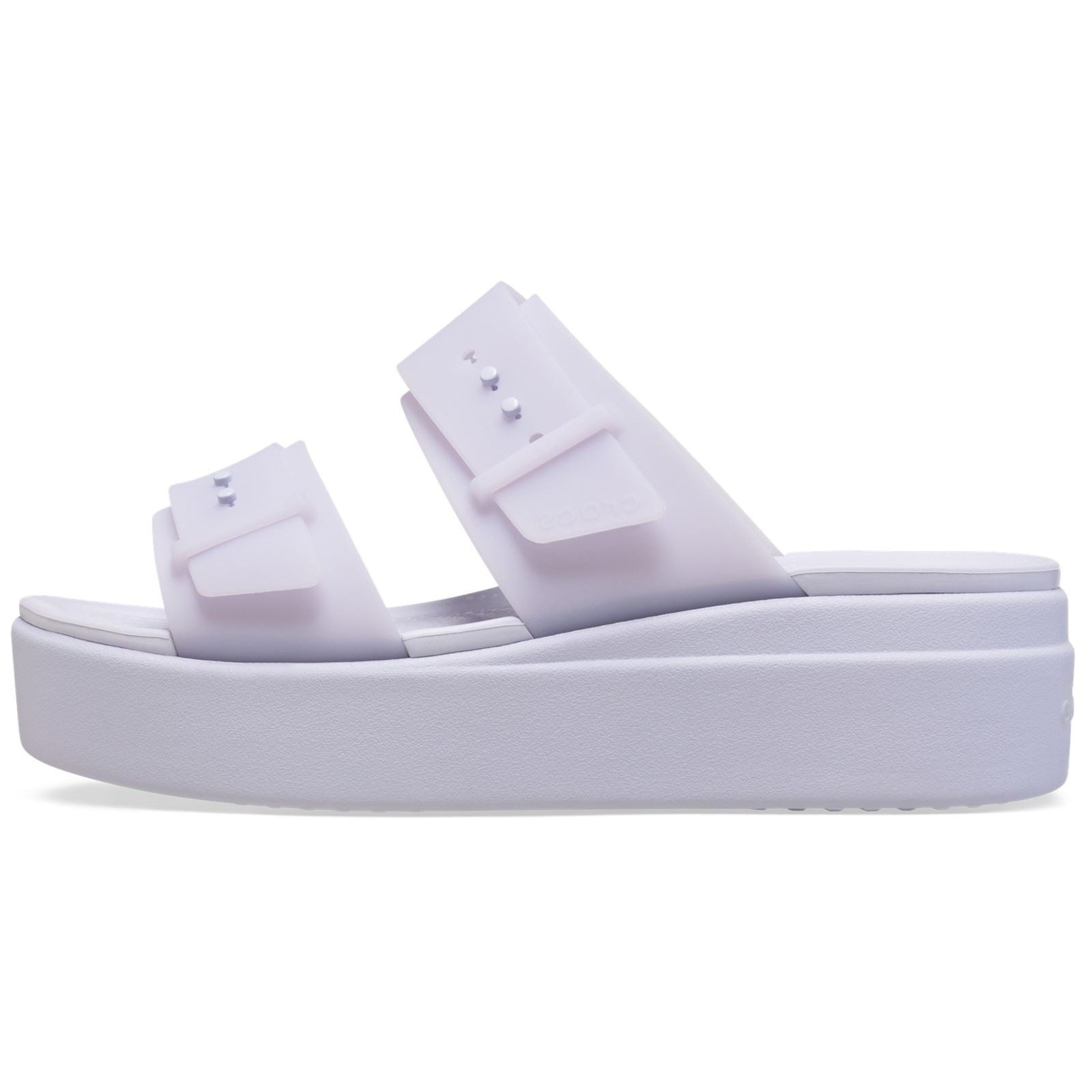 Crocs Brooklyn Buckle Low Wedge Women's Purple Moon Sandals