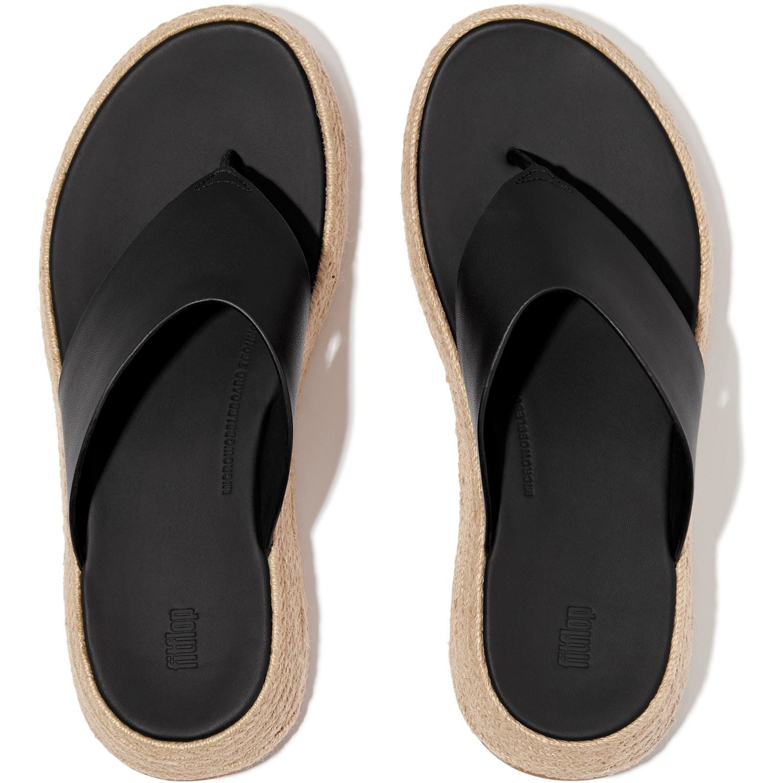 Fitflop F-Mode Toe Post Leather Women's Black Sandals