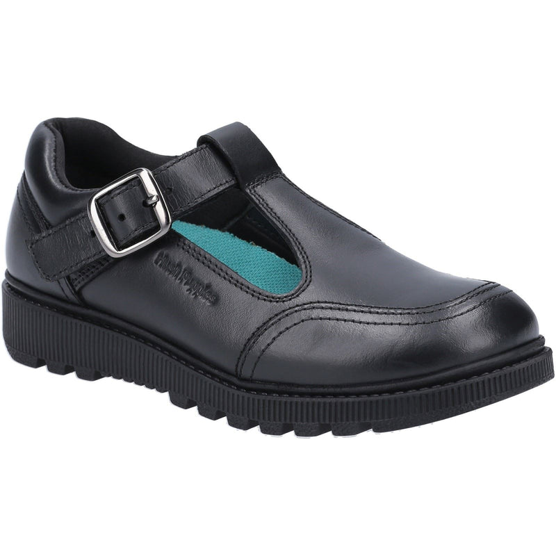 Hush Puppies Kerry Youth Girls Black Leather Shoes