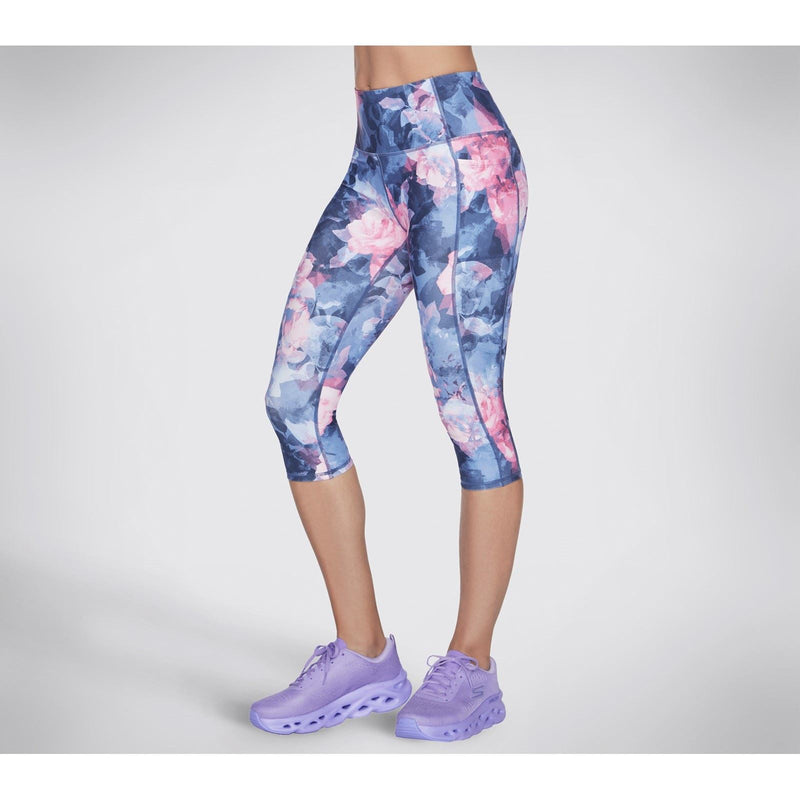 Skechers Performance GO WALK HW Summer Rose Capri Nylon Women's Blue Sports Leggings