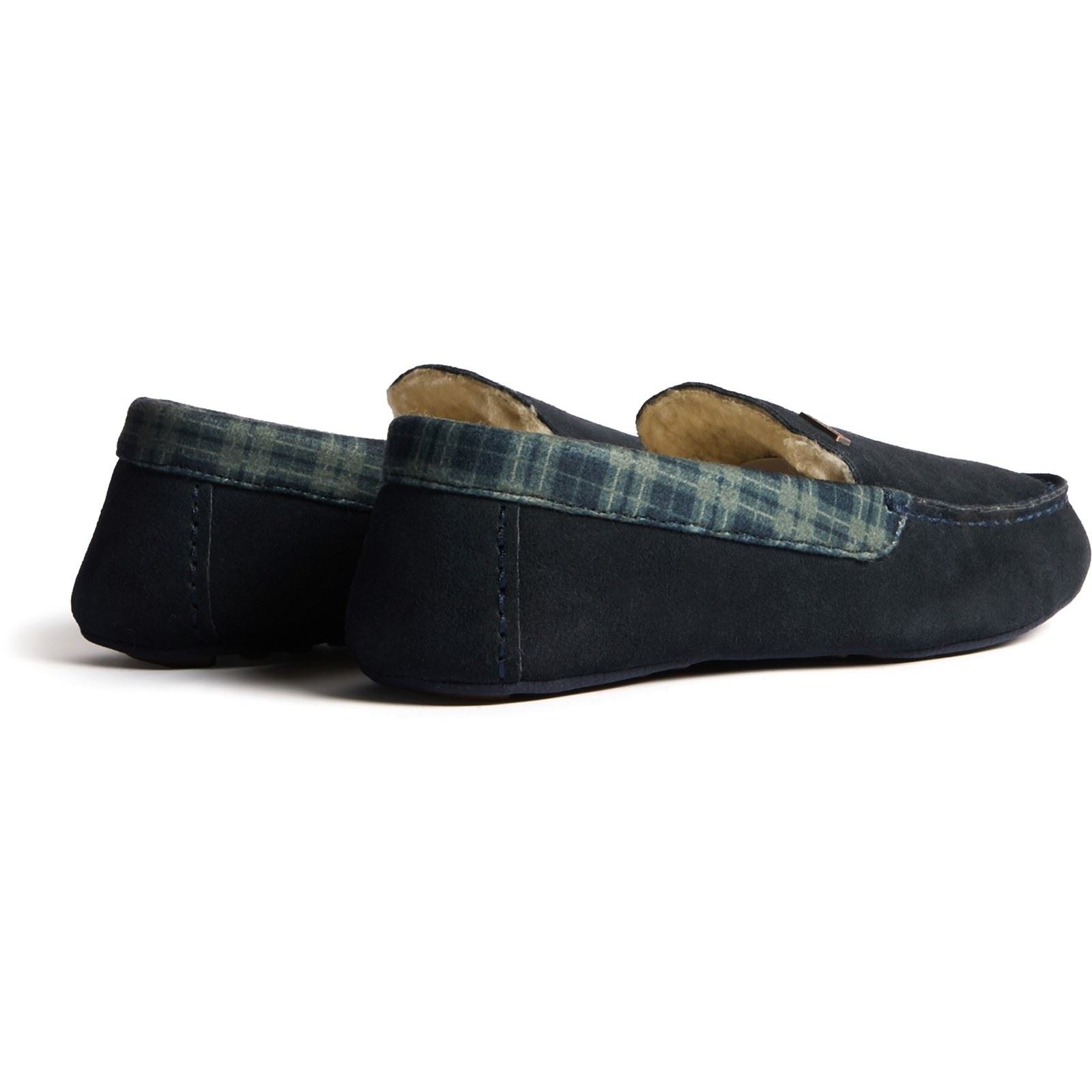 Hunter Moccassin Slipper Suede Men's Navy Slippers