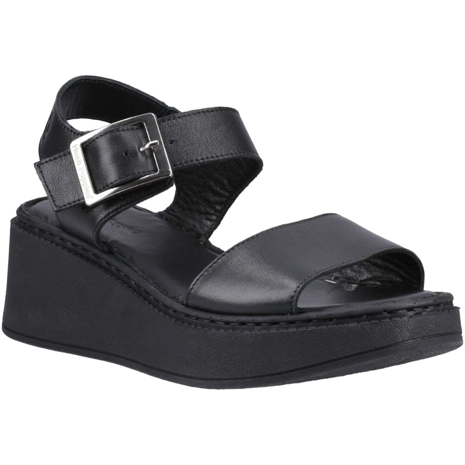 Hush Puppies Beatrix Wedge Leather Women's Black Wedges