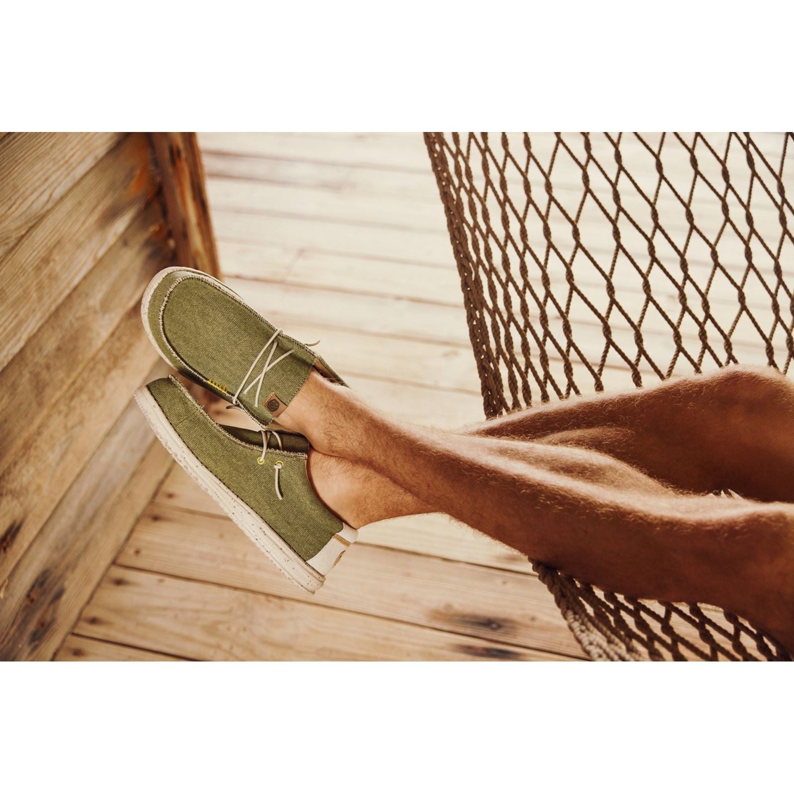 HEYDUDE Wally Coastline Canvas Men's Olive Shoes