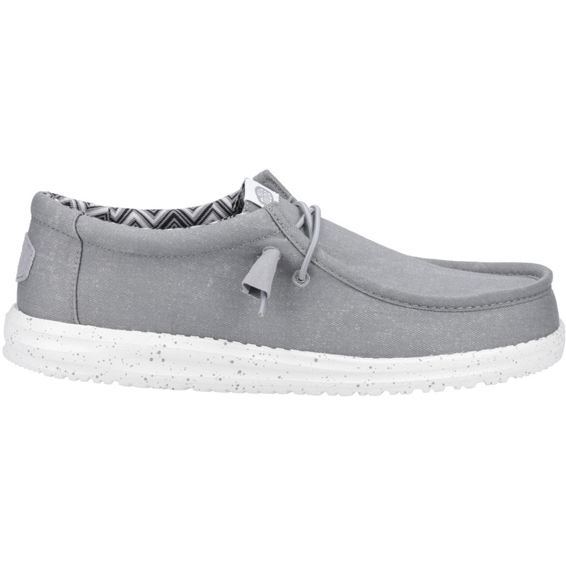 HEYDUDE Wally Canvas 100% Cotton Men's Light Grey Boat Shoes