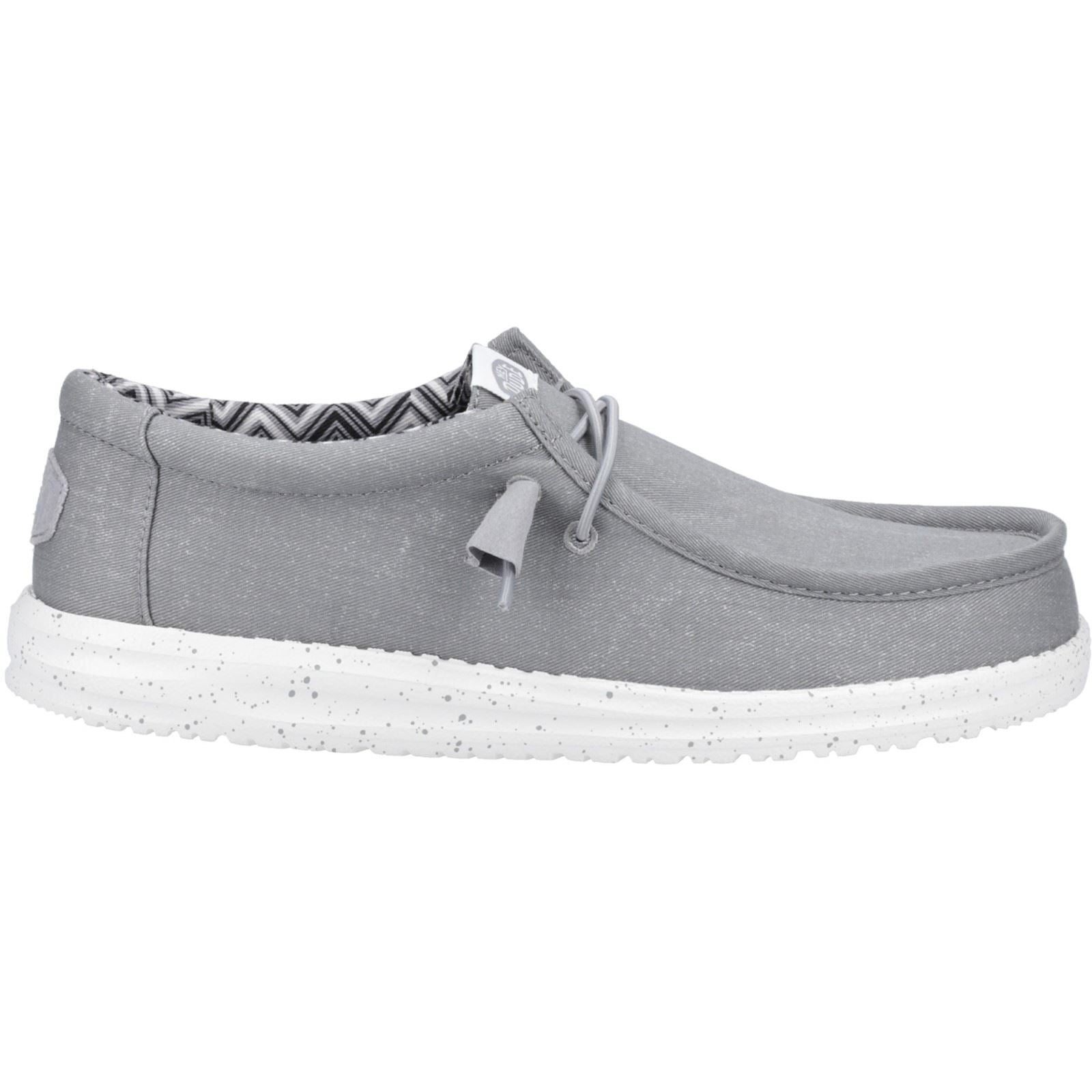 HEYDUDE Wally Canvas 100% Cotton Men's Light Grey Shoes