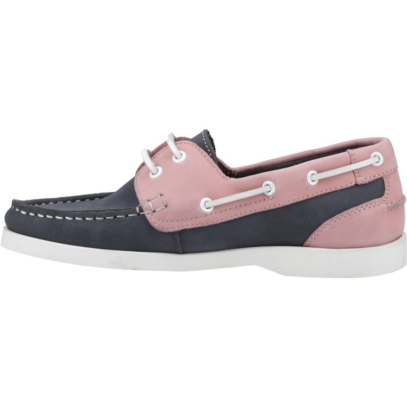 Hush Puppies Isabel Leather Women's Navy/Pink Boat Shoes