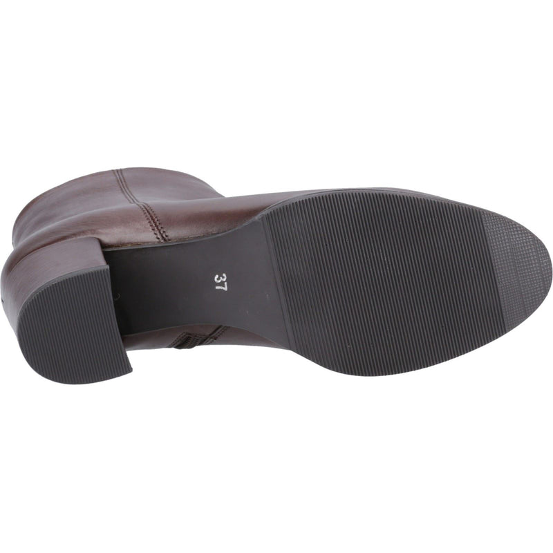 Hush Puppies Claridy Leather Women's Brown Heeled Ankle Boots