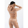 Juicy Couture Classic Velour Hoodie With Juicy Logo Synthetic Women's Beige Hooded Sweatshirt
