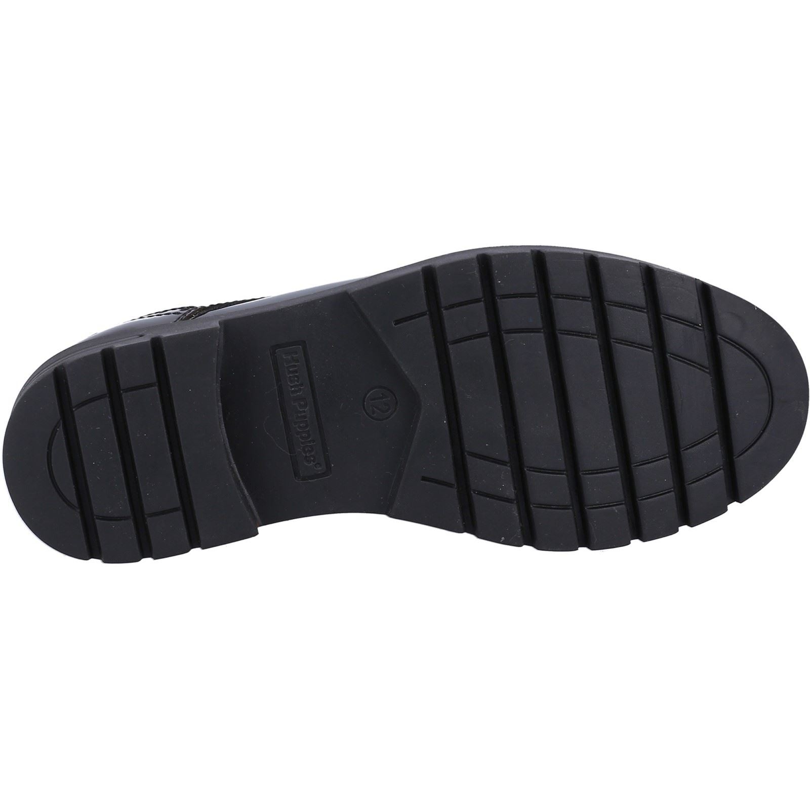 Hush Puppies Jayne Patent SNR Leather Girls's Black Lace-Up Shoes
