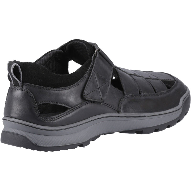 Hush Puppies Rucker Leather Men's Black Sandals