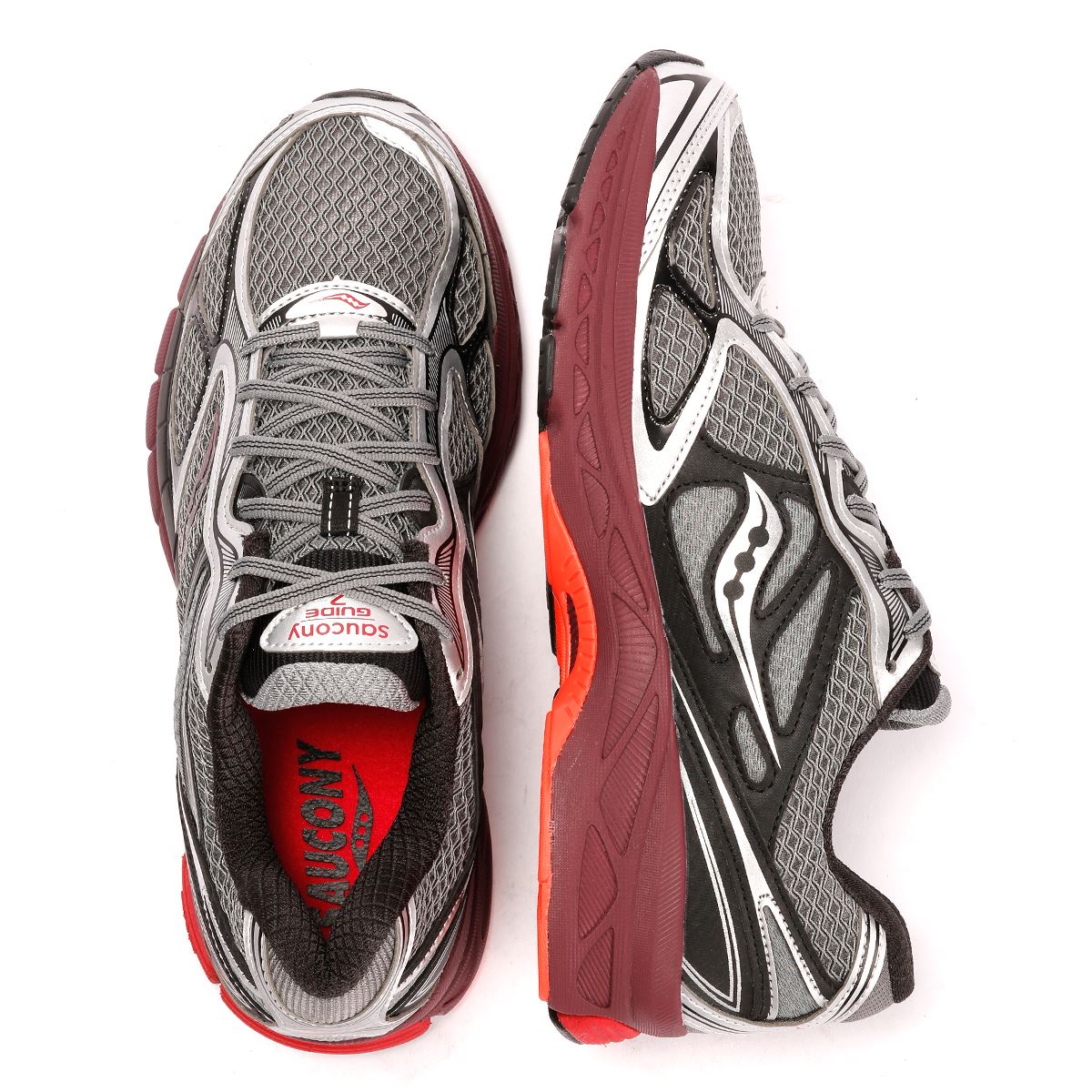 Saucony Progrid Guide 7 Men's Silver/Maroon Sneakers