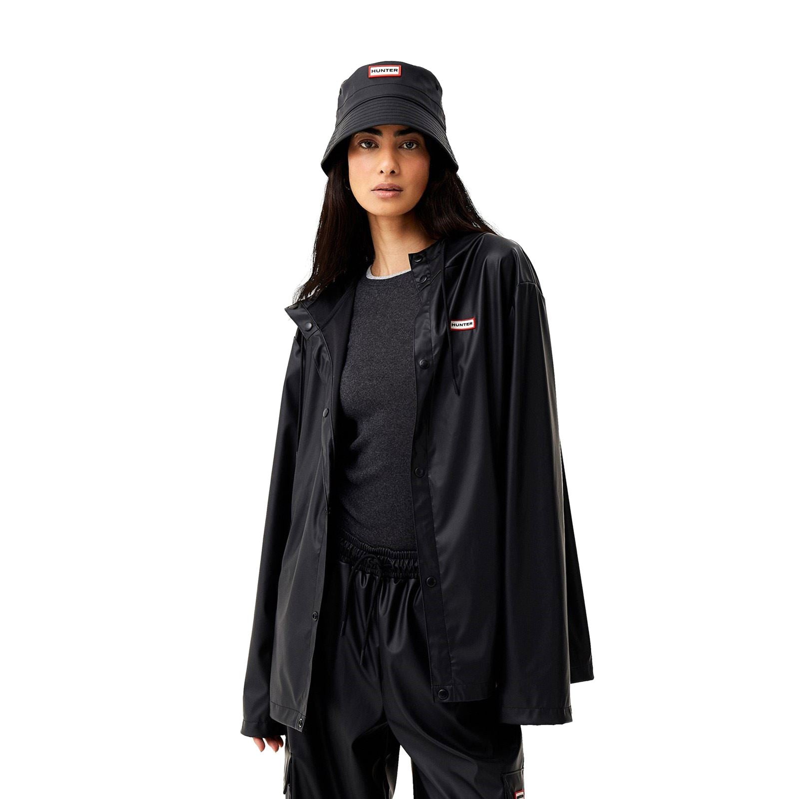 Hunter Izzy Hooded Unisex Adults Black Jacket