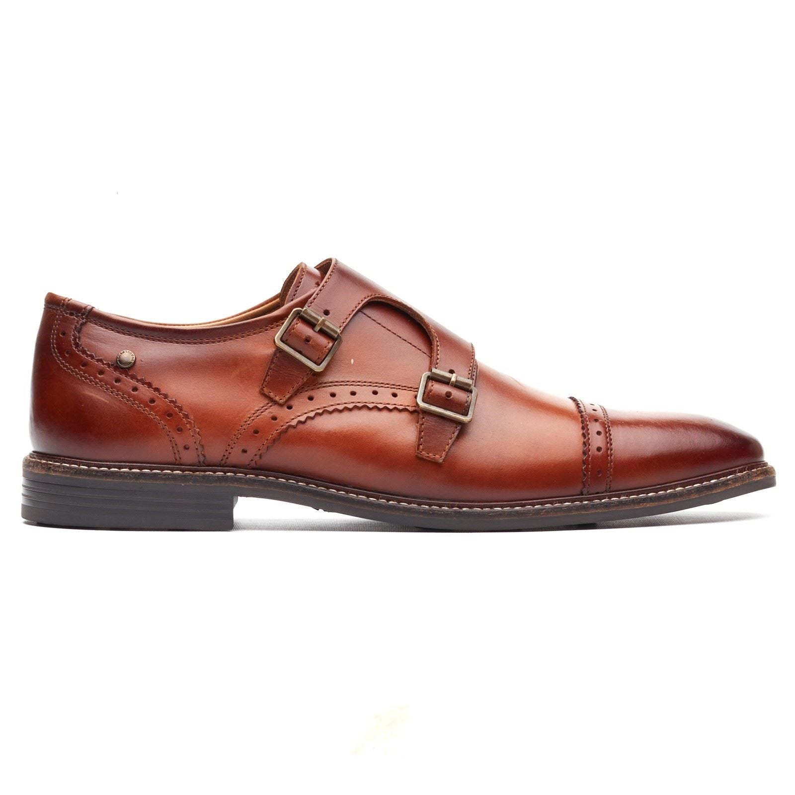 Base London Henley Monk Leather Men's Burnt Tan Double Monk Shoes
