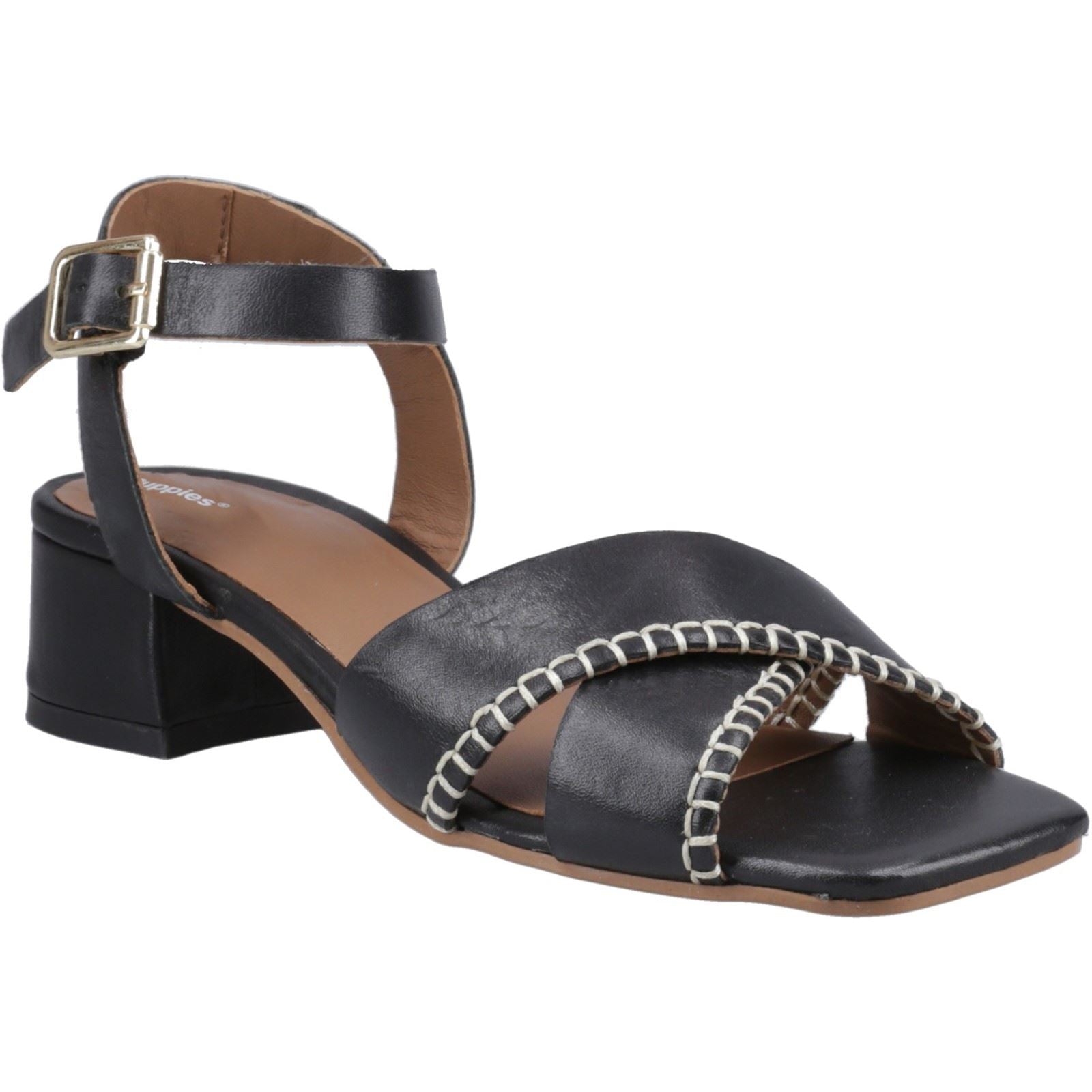 Hush Puppies Lyla Heeled Leather Women's Black Sandals