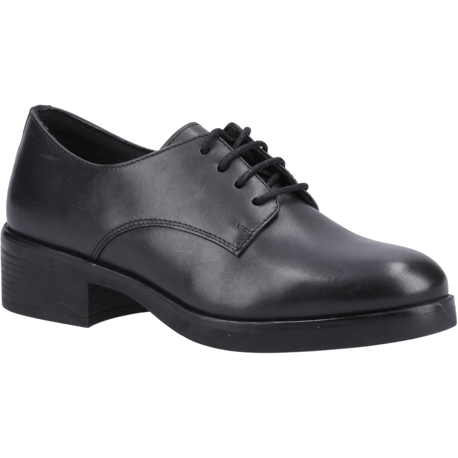 Hush Puppies Anastasia Senior Leather Girls's Black Lace-Up Shoes