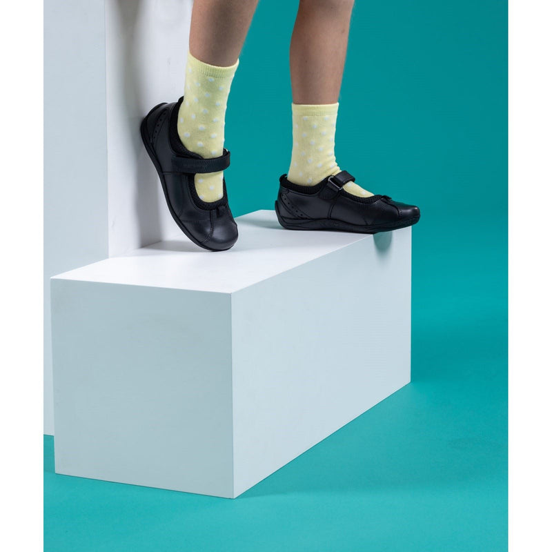 Hush Puppies Cindy Junior Leather Girls Black Shoes